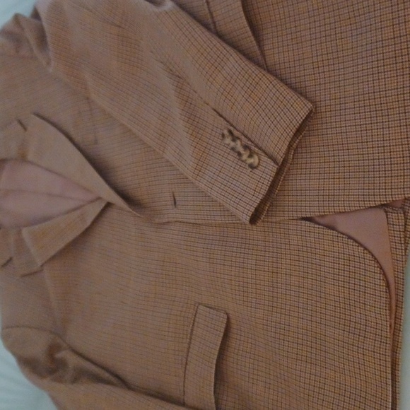 Milano Fashions Mens Custom-Made Jacket/Blazer Tan/Brown Plaid Single Breasted - Picture 7 of 8
